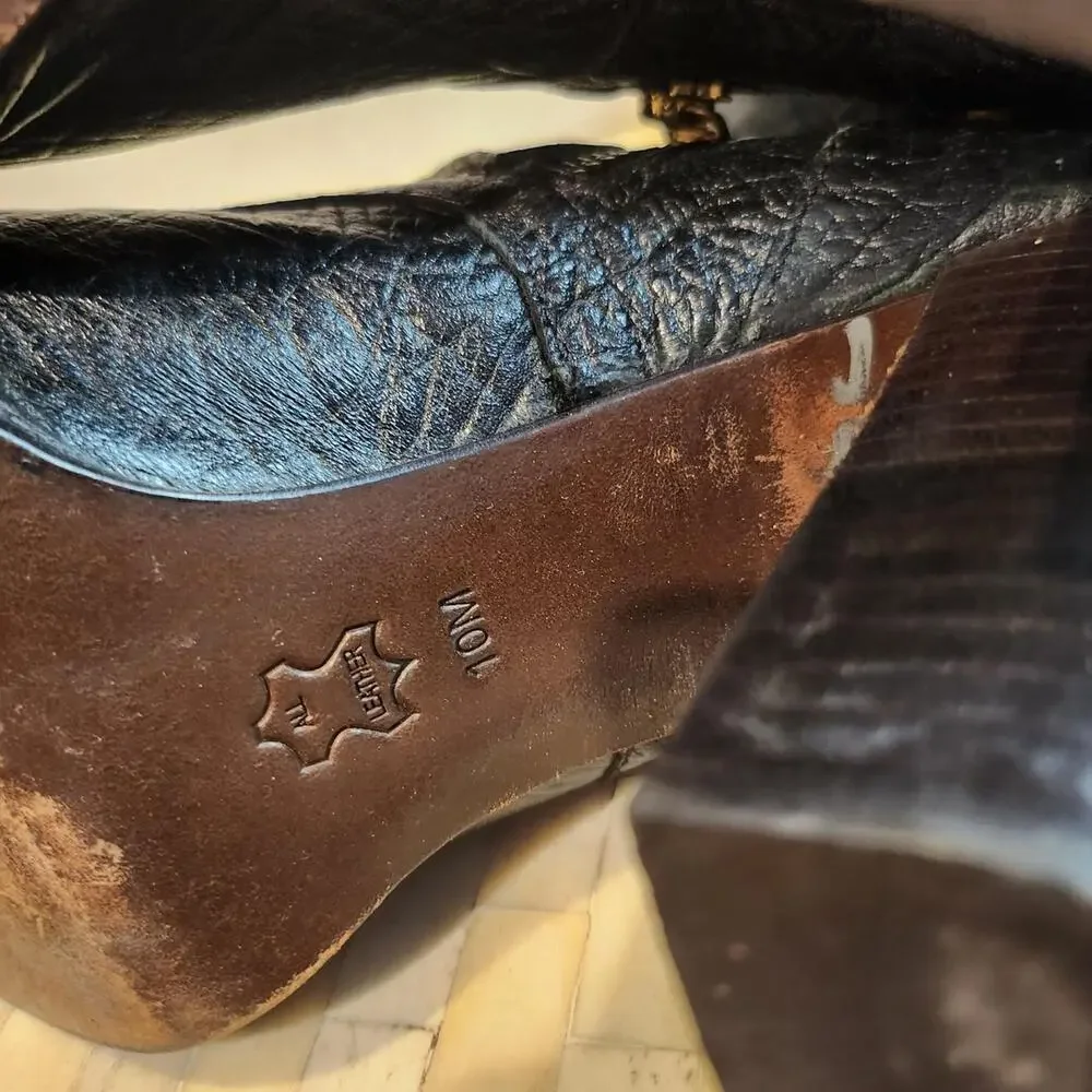 Tory Burch Jaden Black Pebbled Leather Boots